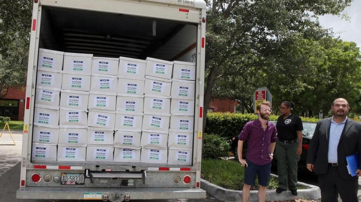 Members of An Accountable Miami-Dade delivered about 127,000 petitions to the Miami-Dade County Election Department headquarters in Doral on Aug. 2.