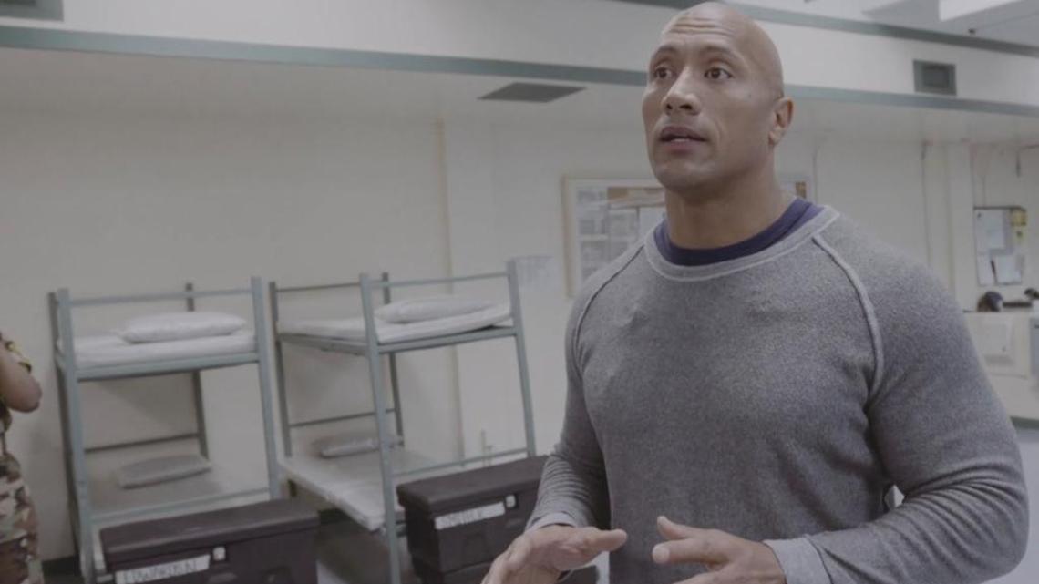 Dwayne “The Rock” Johnson in the opening scene of “Rock and a Hard Place,” an admiring documentary about Miami-Dade’s Boot Camp program for young offenders.