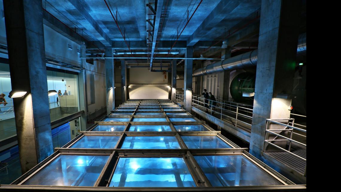
A 38,000-gallon tank at the University of Miami’s Rosenstiel School for Marine and Atmospheric Studies is helping researchers better understand how hurricanes work and is part of research the school is conducting for the National Oceanic and Atmospheric Administration.
