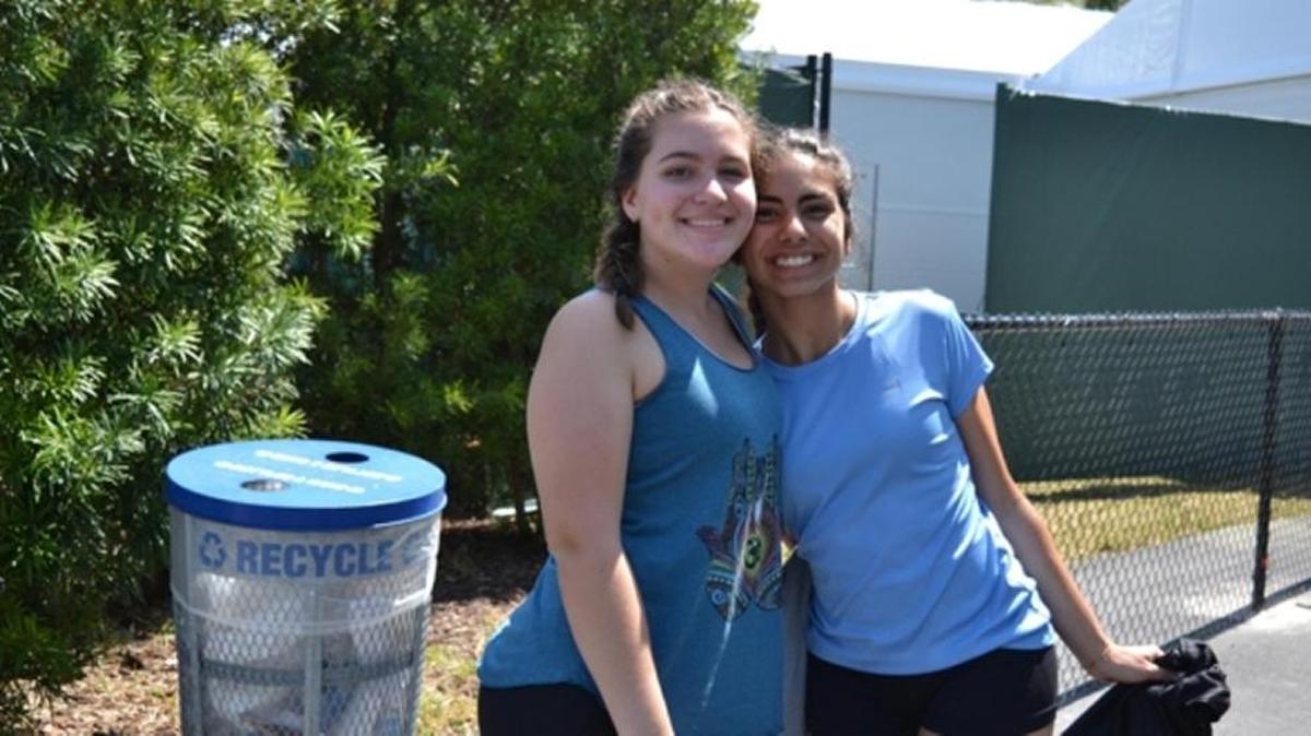 Isabella Menendez, left, and Laura Guerra-Lopez after a Saturday training.