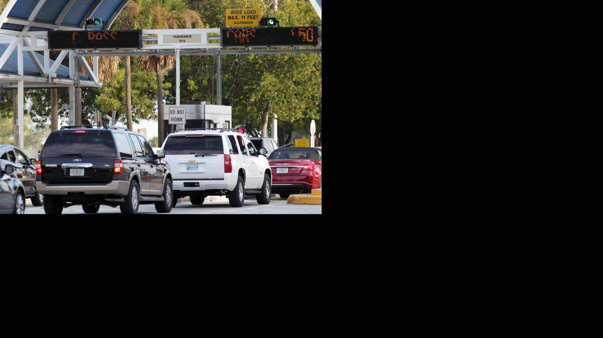 
The former toll gate on the Rickenbacker Causway between Miami and Key Biscayne, seen here Jan. 8, 2013. The toll system has switched to SunPass.
