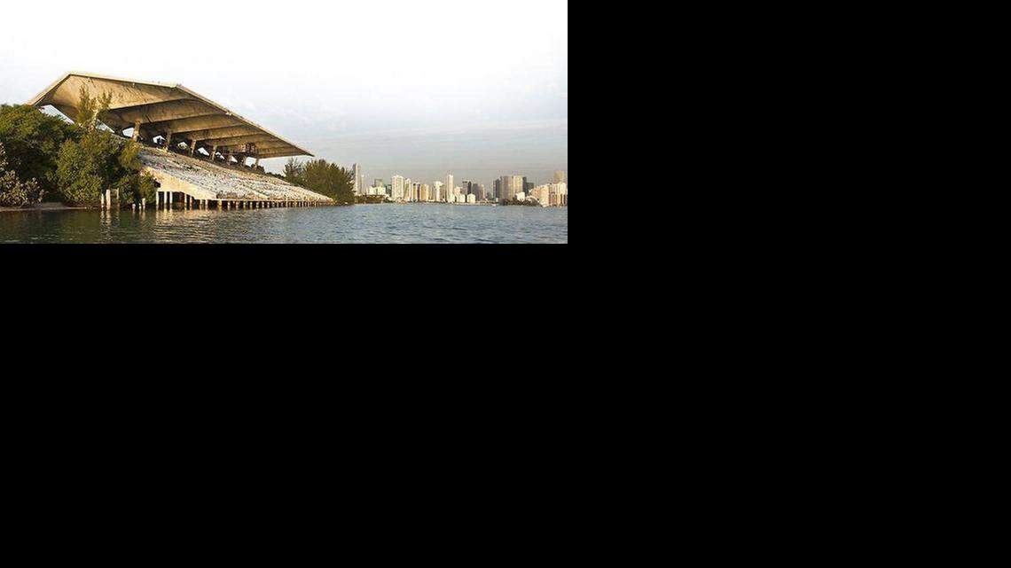 
A view of the Miami Marine Stadium, facing west.
