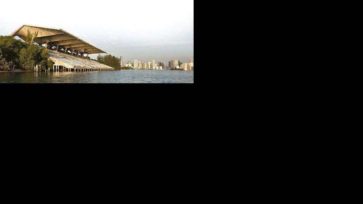 
A view of the Miami Marine Stadium, facing west.
