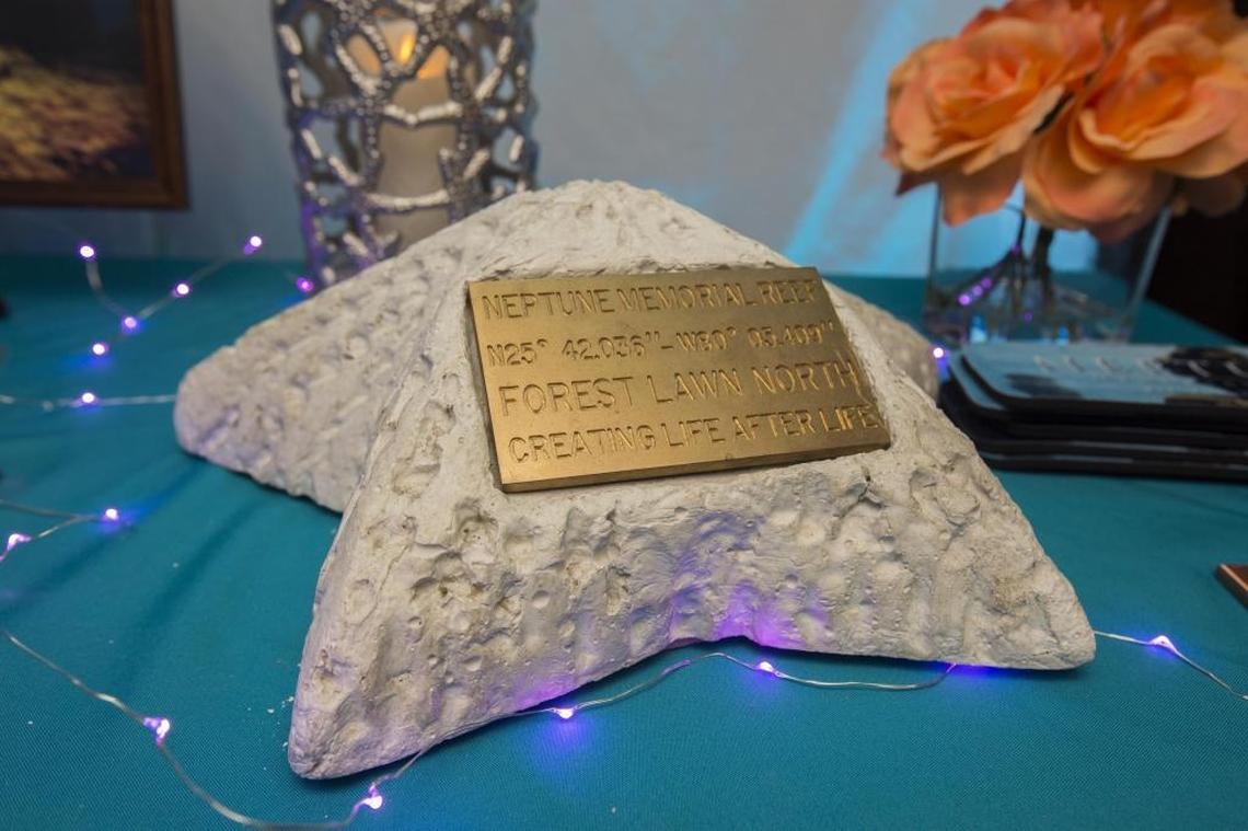 An ashes container in the shape of a Star at the Neptune Memorial Reef event to announce the enlargement of the underwater mausoleum three miles off Key Biscayne.