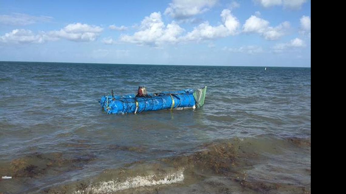 
A raft that was carrying 13 Cuban migrants washes ashore on Key Biscayne.
