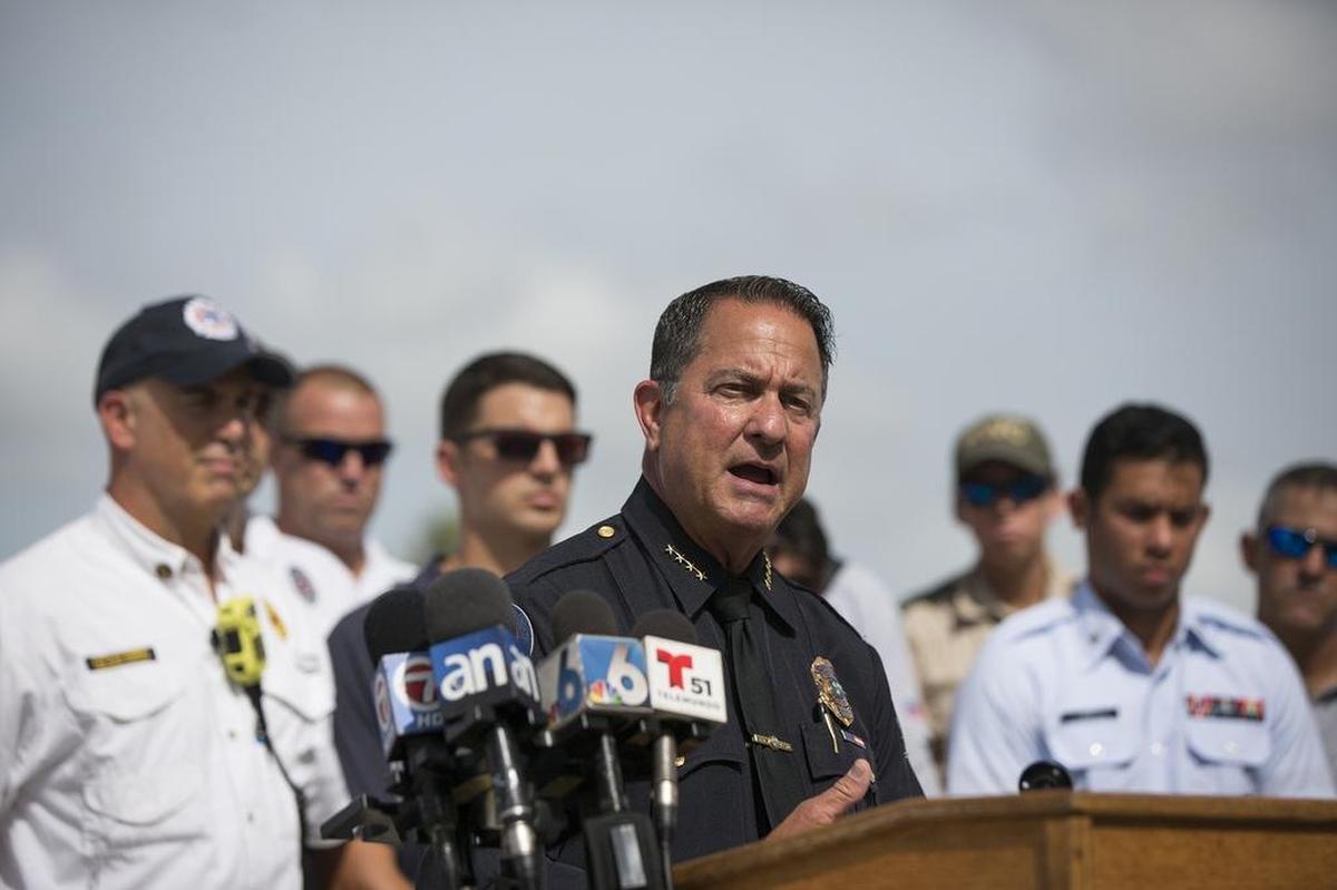 Chief of Key Biscayne Police Charles Press addresses boating safety at the Miami Beach Coast Guard Station on Thursday, July 2, 2015. The department will conduct a training exercise at Key Biscayne K-8 Center at 9 a.m. Monday.
