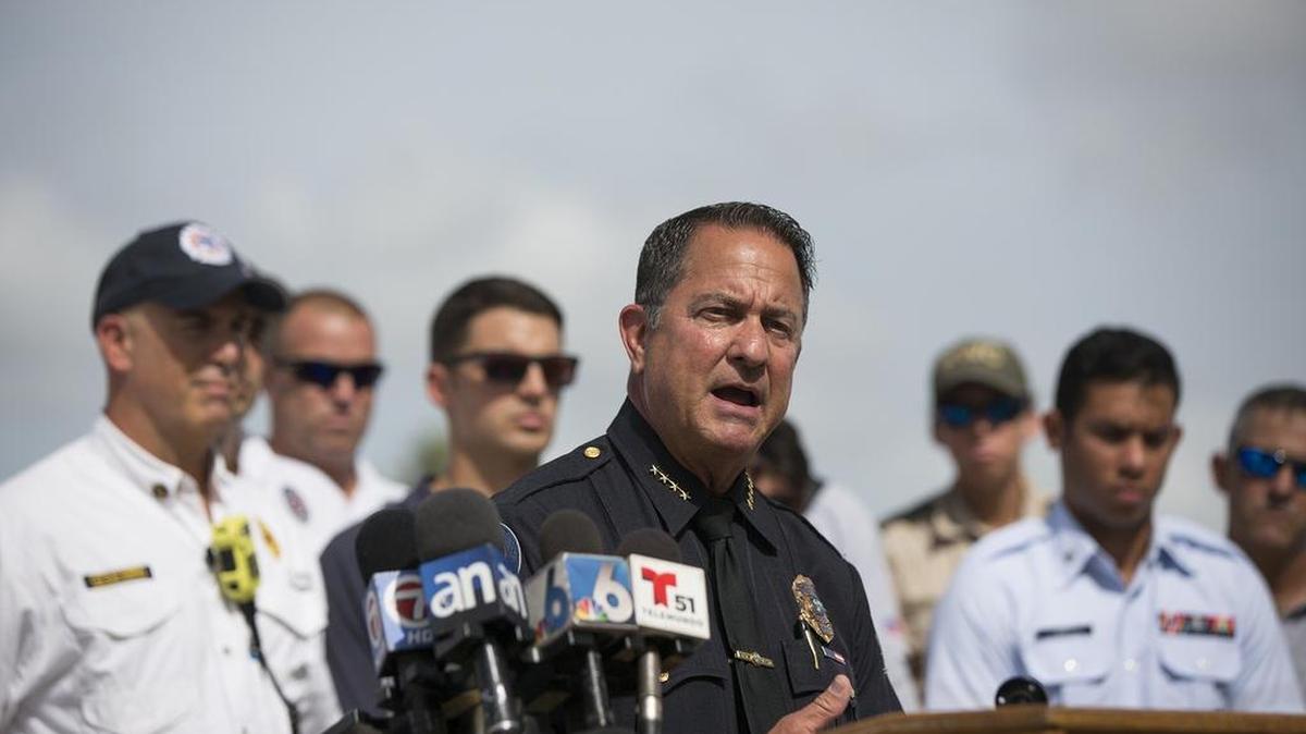 
Chief of Key Biscayne Police Charles Press addresses boating safety at the Miami Beach Coast Guard Station on Thursday, July 2, 2015. The department will conduct a training exercise at Key Biscayne K-8 Center at 9 a.m. Monday.
