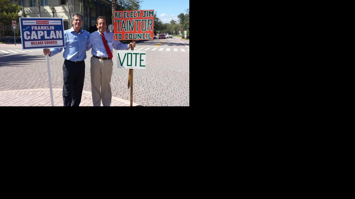 
Key Biscayne Council members Franklin Caplan and James Taintor on Election Day.
