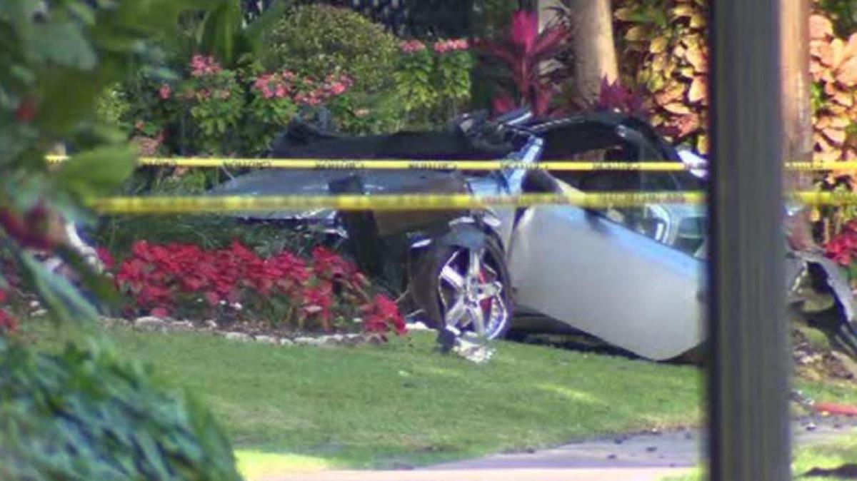 The scene of a fatal single car crash on Key Biscayne on New Year’s Day.