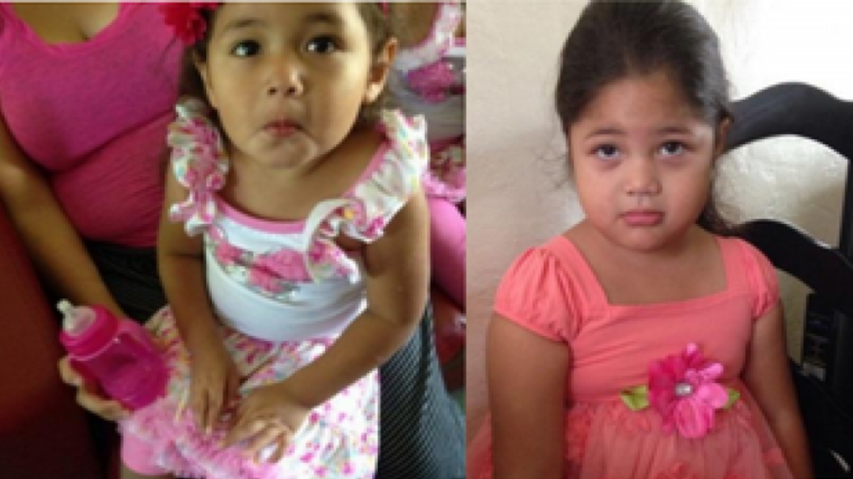
Police say Keilyn (left top) and Kristel Martinez (right top) are with their non-custodial parents Christy Vigo Rezkala and Erline Martinez, pictured below.
