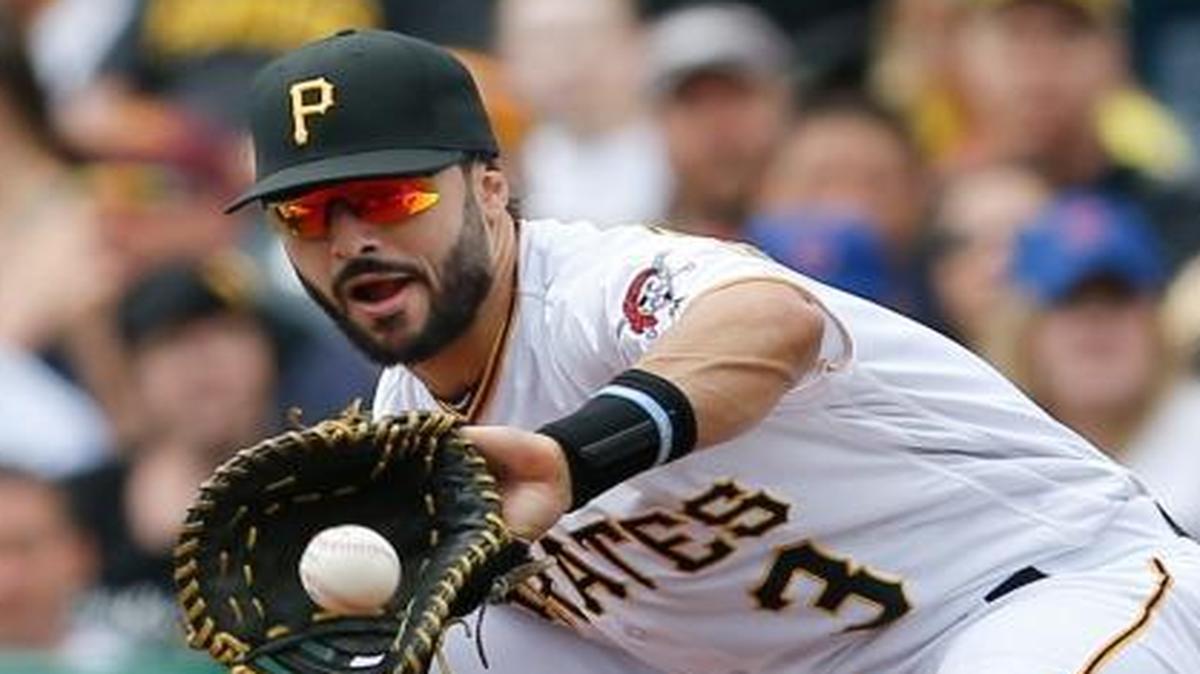 Former Pittsburgh Pirates first baseman Sean Rodriguez, right, in May 2016.