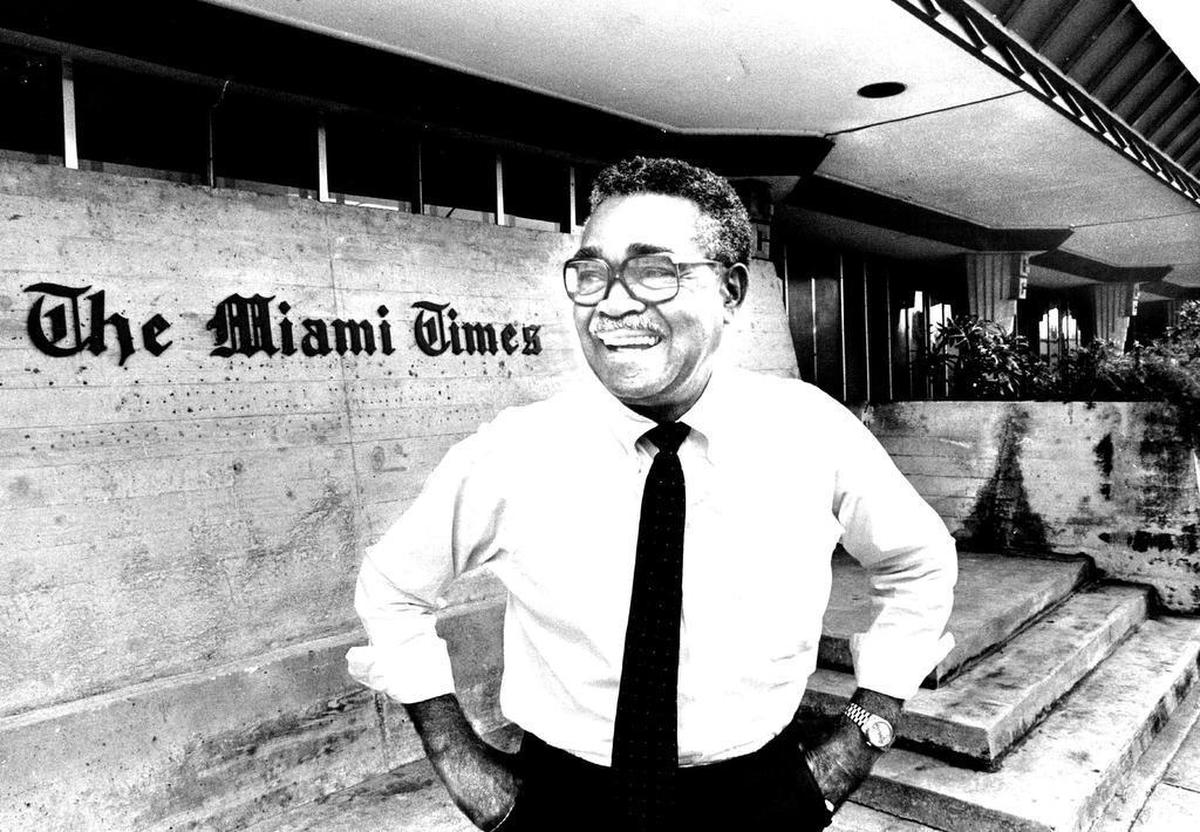 Miami Times publisher Garth Reeves outside the newspaper’s office.