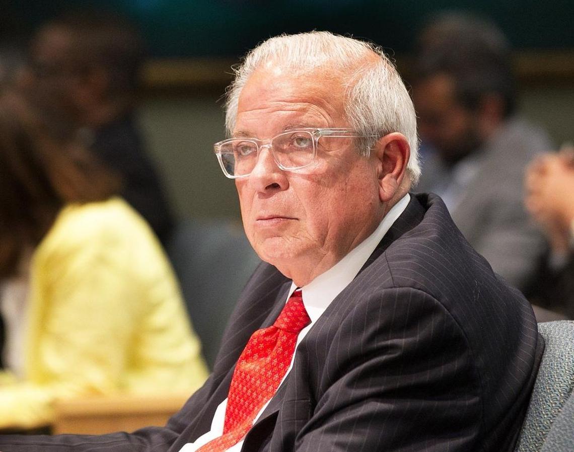 City of Miami Mayor Tomas Regalado listens to commissioners at their meeting on Thursday.