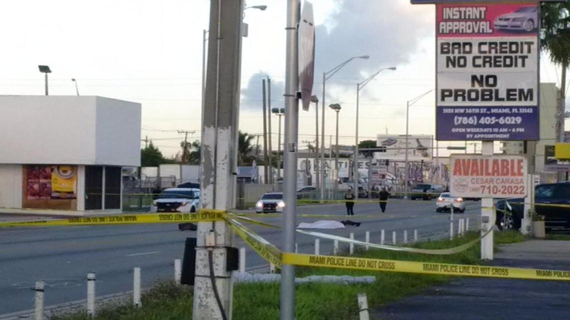 A pedestrian was struck and killed on NW 36th Street about halfway between 31st and 32nd Avenues on Thursday, July 6, 2017.