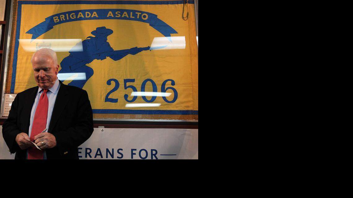 
The Bay of Pigs Museum in Little Havana has served as an important cultural and political institution for Miami’s Cuban exile community. U.S Senator John McCain takes notes on Oct. 24, 2012 during a stop in Miami.
