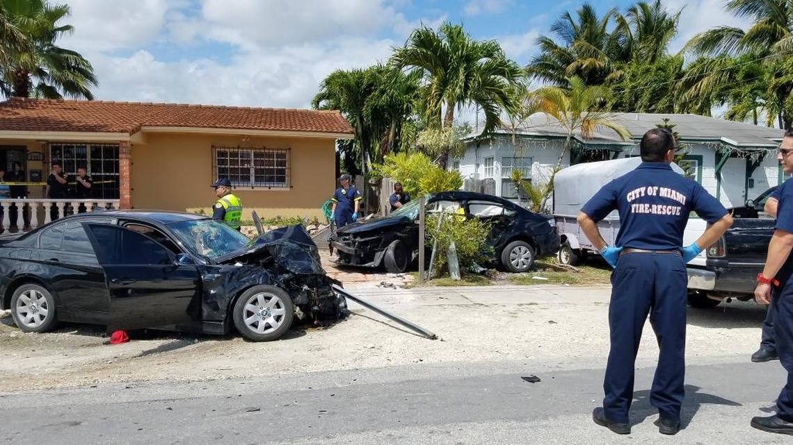 One man was killed and 6 other people were injured in a car accident Sunday afternoon just outside Little Havana.