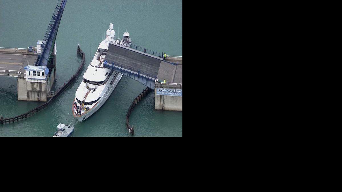 
The drawbridge on the Broad Causeway in Bay Harbor Islands crashed onto a passing yacht named “Rockstar” on Tuesday, Dec. 2, 2014.
