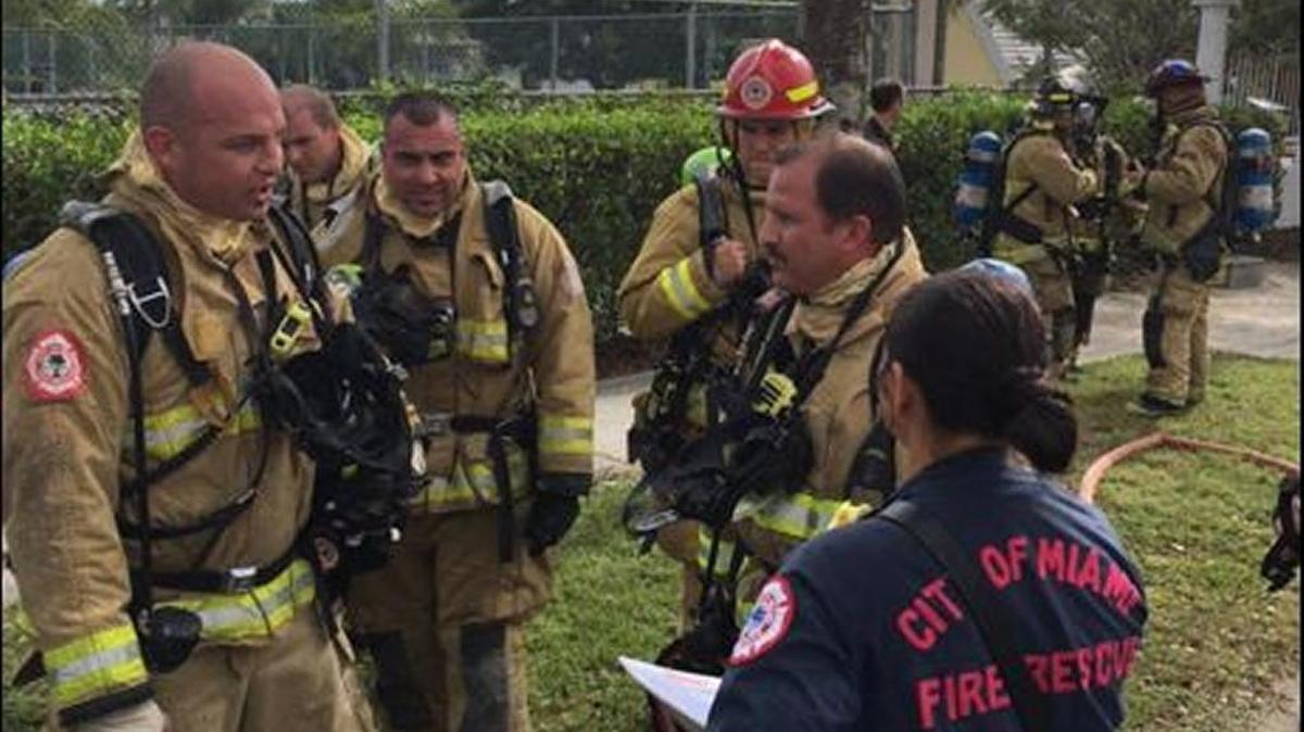 Responders from the City of Miami Fire Rescue Department working to fix a major gas leak in Little Haiti.