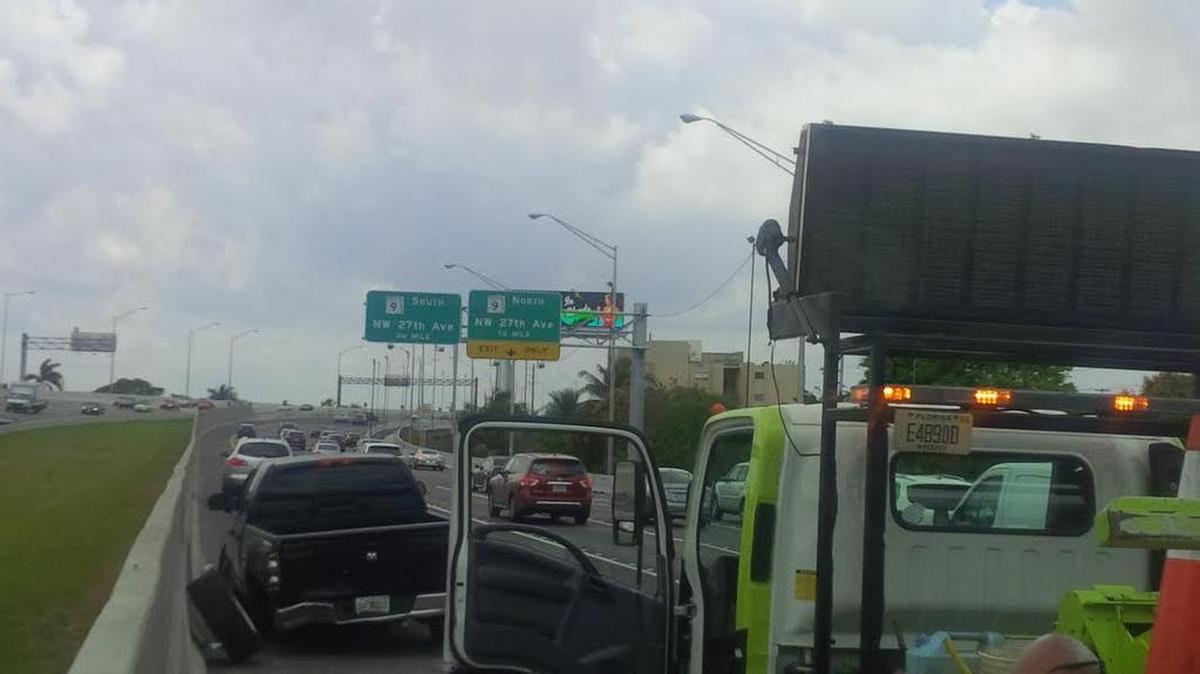 A two-car crash slowed traffic Monday afternoon on State Road 836.