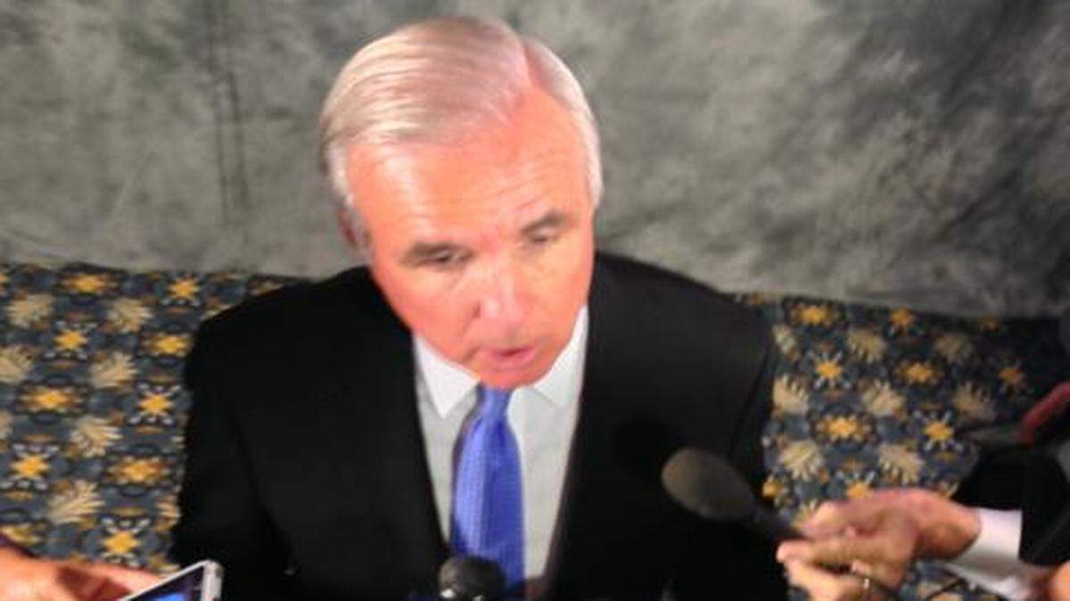 
Miami-Dade Mayor Carlos Gimenez speaking to reporters after his 2014 State of the County address in February. 
