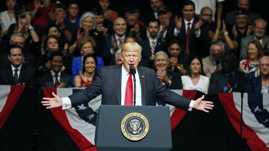 President Donald Trump spoke in Miami on June 16. The Presidential Advisory Commission on Election Integrity is seeking voter file data from all states.