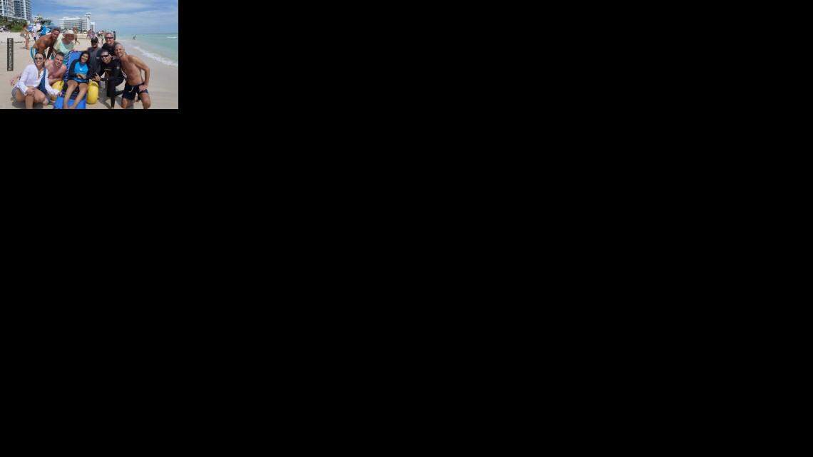 
Sabrina Cohen and friends at new accessible beach in Miami Beach.
