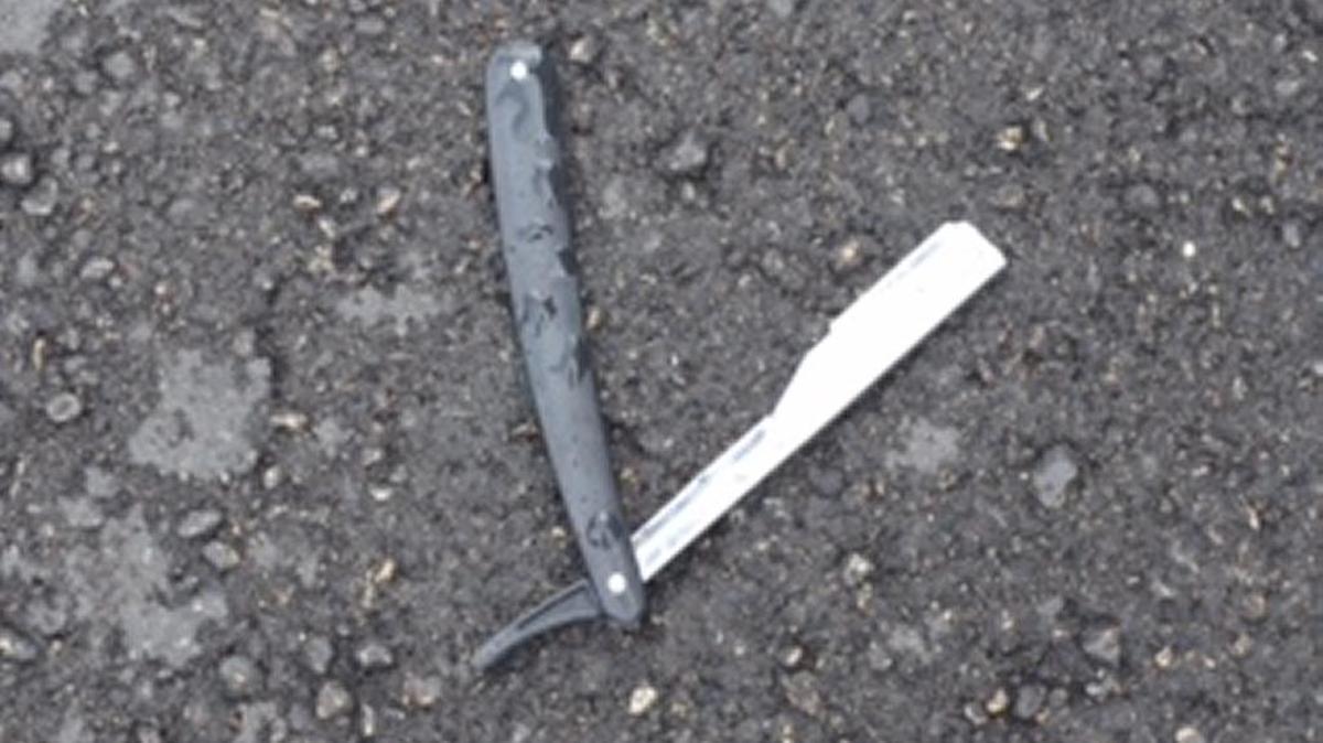 The straight edge razor wielded by David Winesett before he was shot dead by Miami Beach police on Alton Road Saturday.
