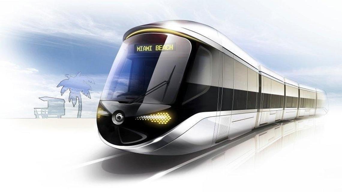 This rendering shows the proposed wireless streetcar designed by French rail company Alstom, part of a team whose proposal to build Miami Beach’s streetcar will be put on hold.