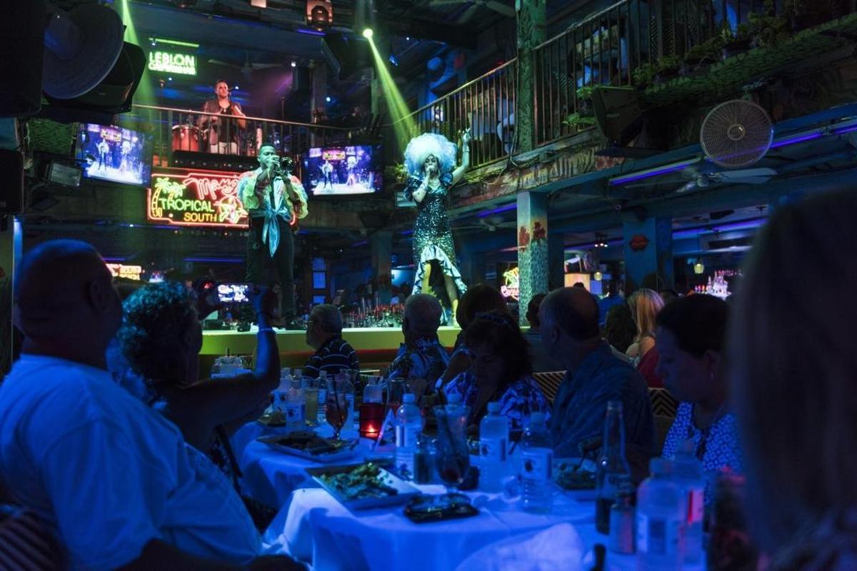 Customers at Mango’s Tropical Café on South Beach’s Ocean Drive watch a show during their meal on Wednesday, May 31st, 2017. The venue is one that could be impacted if voters opt to move last call on alcohol from 5 a.m. to 2 a.m.