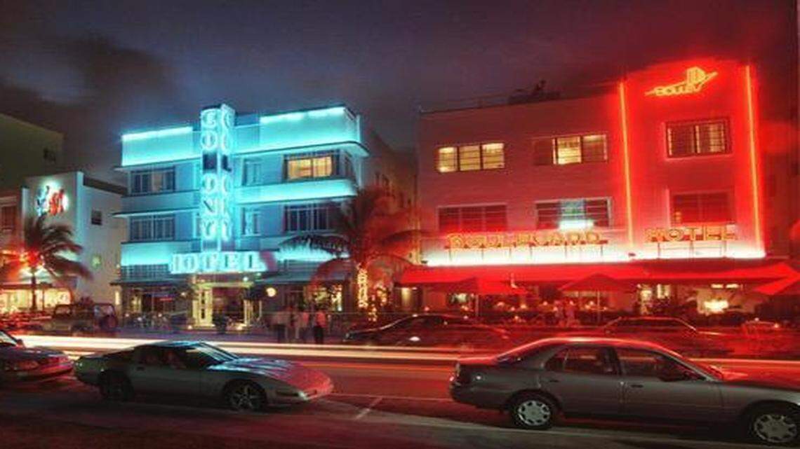 Ocean Drive Art Deco District on Miami Beach.