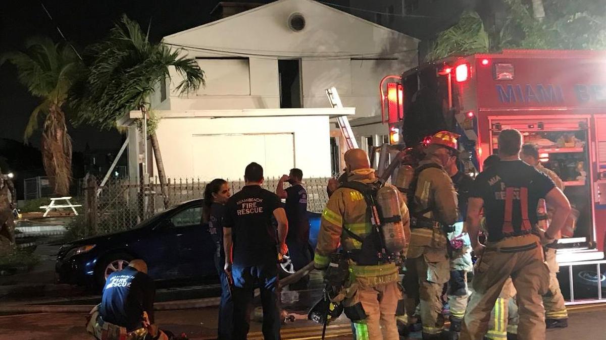 Miami Beach firefighters responded to a fully engulfed house fire on Byron Avenue Tuesday, Jan. 2, 2018.