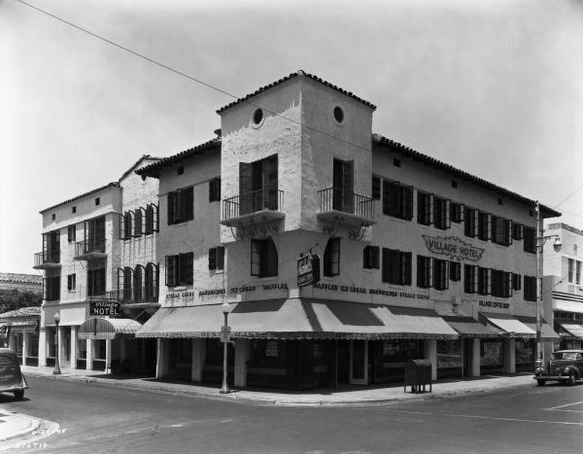 Village Hotel on the northwest corner of Española Way and Washington Avenue in Miami Beach.