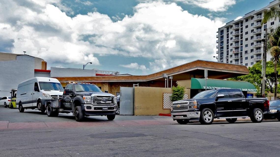 The impound lot for Beach Towing, one of two tow companies that operate in Miami Beach.