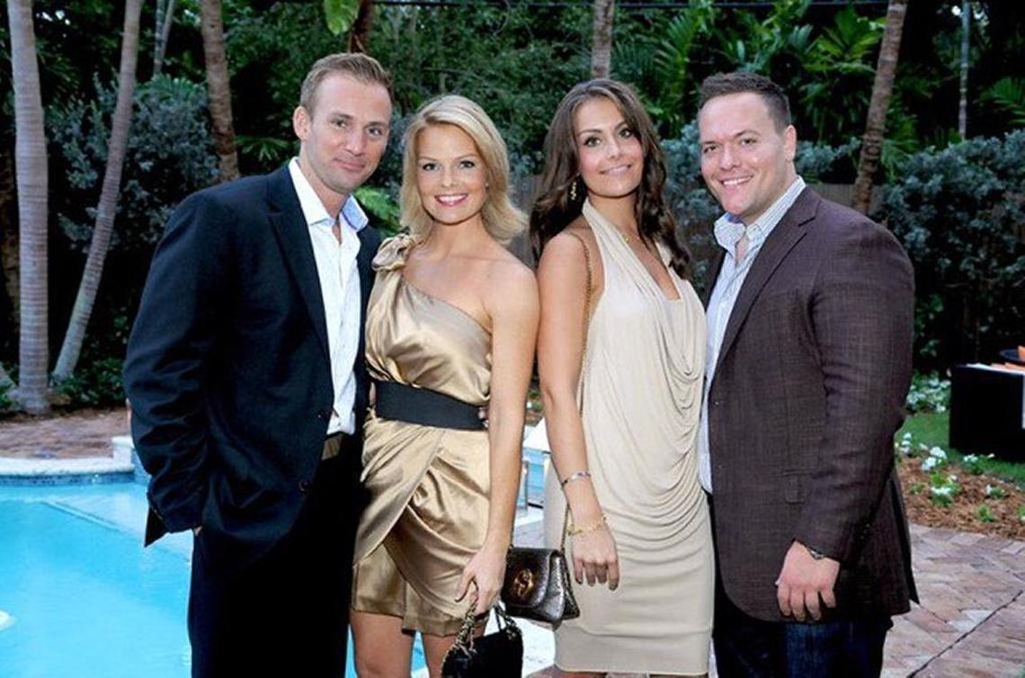 Michael Grieco (far left) is shown attending an event with Brian Abraham (far right). Standing between them are Christine Klingspor (center left) and Jelena Lovric (center right).
