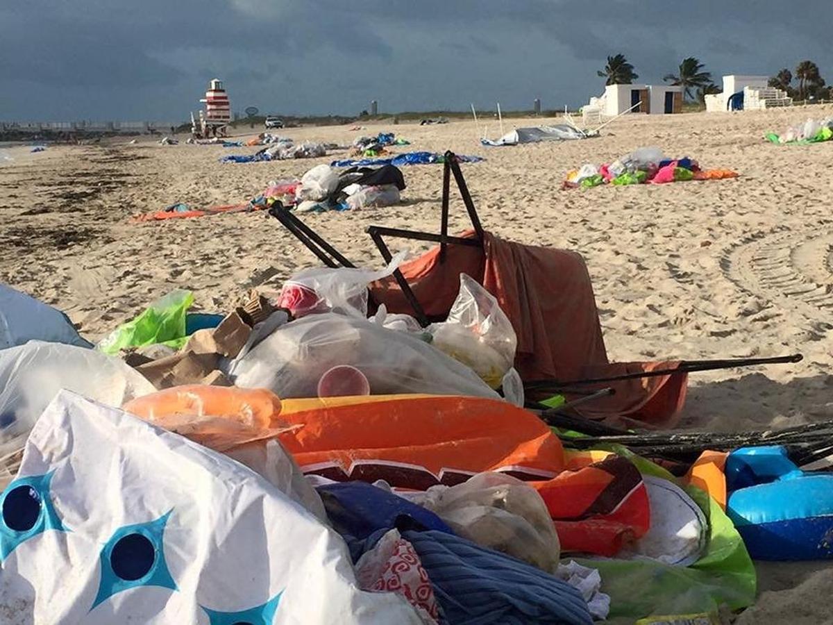 Miami Beach city commissioner Michael Grieco shot this photo of garbage left behind by thousands of people who took part in a Floatopia event on the sands of South Beach in 2016.