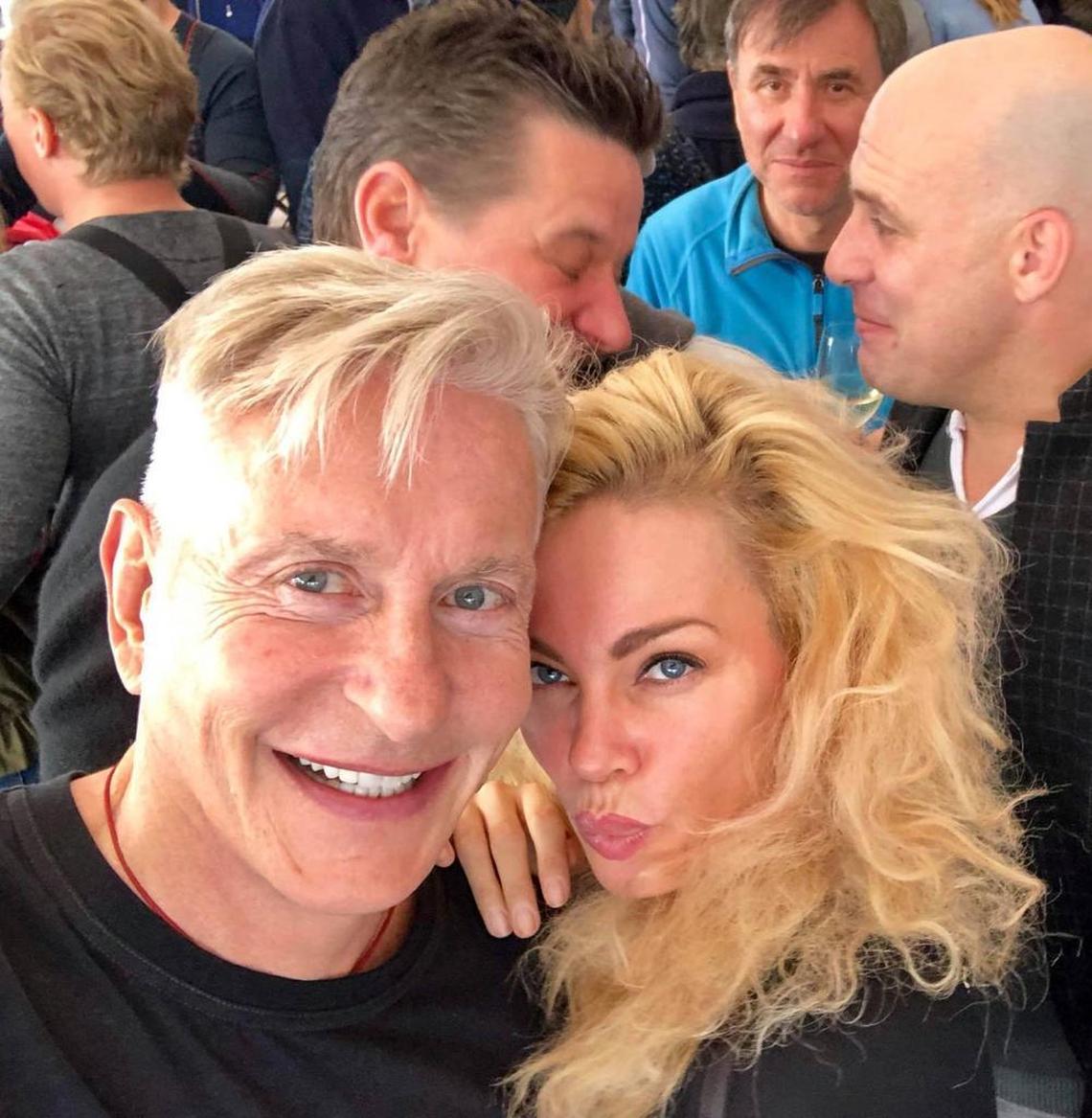 Thomas Kramer, left, sent this selfie from Switzerland. Next to him is his girlfriend, Diana Langes-Swarovski.