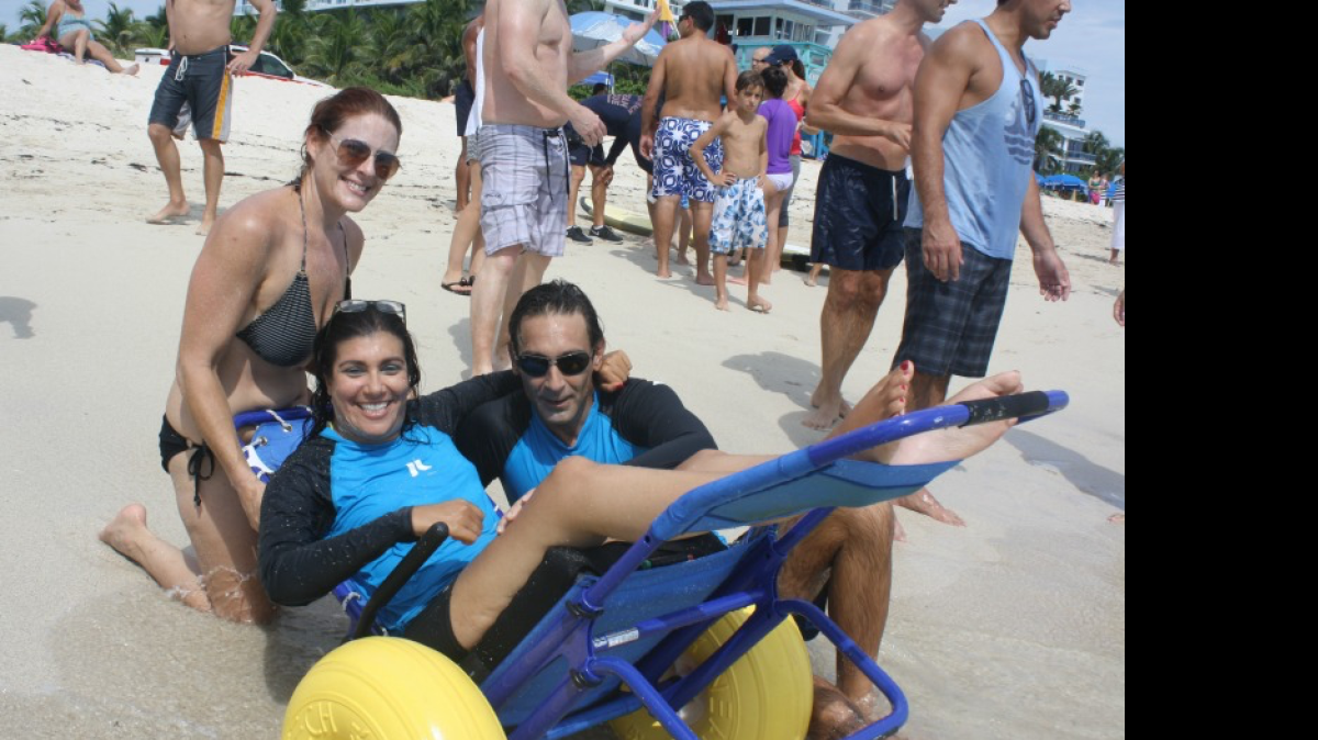 
Sabrina Cohen, is seen on the shores of Miami Beach on September 21, 2014, (after 20 years of being paralyzed).

