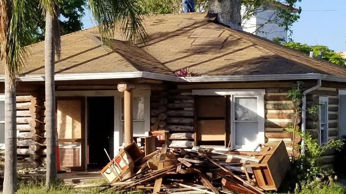 Miami Beach activists were incensed when workers started dismantling a 1930s log cabin in North Beach on Wednesday, Dec. 6, 2017. The city has previously approved dismantling the structure and putting the pieces in storage so it can be reassembled later.