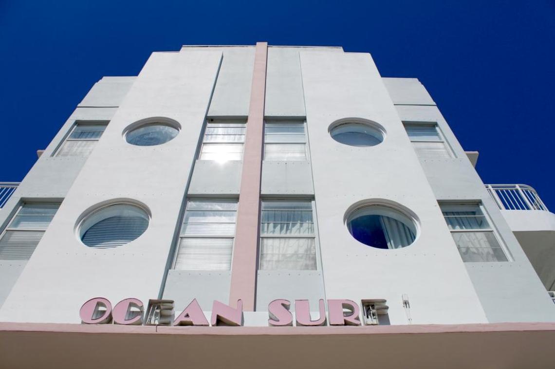 The Ocean Surf Hotel at 7436 Ocean Terrace is among the better-kept structures on the local historic district. The hotel is late-era Art Deco gem built in 1940 designed by Anton Skislewicz.