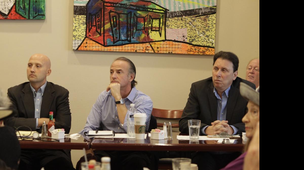 
Miami Beach commission candidates Joseph Jorczak, Ricky Arriola and Mark Weithorn spoke at the second forum hosted by the Tuesday Morning Breakfast Club.
