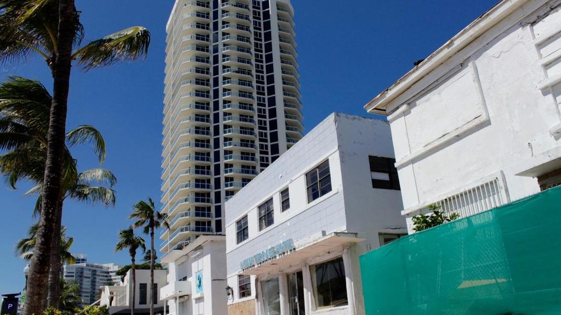 Just south for 74th Street and Ocean Terrace, the St. Tropez condominium tower rises 270 feet above the rest of the low-rise neighborhood. Developer Sandor Scher has pledged to adaptively reuse all existing Deco-facades in a redevelopment of the block, but he is asking the city for a height increase that would allow a 235-foot residential tower.