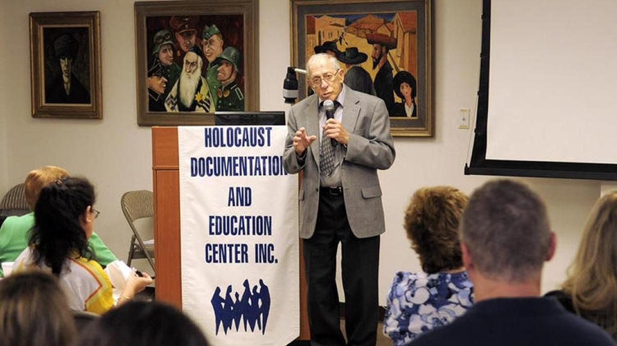 Dr. Abraham Gittelson, of the Orloff Central Agency of Jewish Education in Broward County, speaks during the 2013 Annual Summer Teacher Institute on Holocaust Education at the HDEC in Hollywood on Monday, June 10, 2013.
