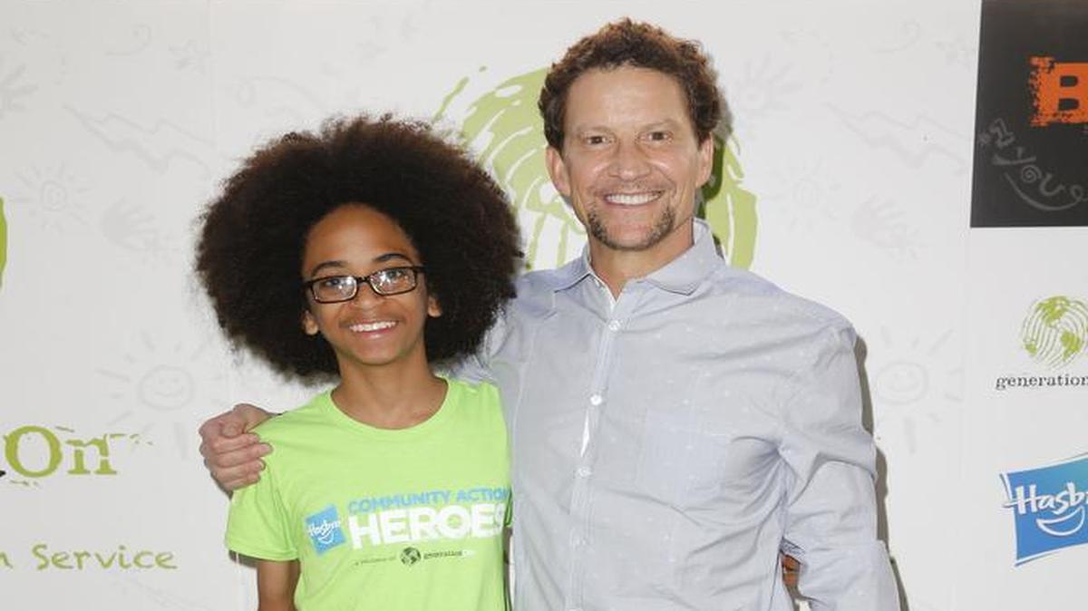 
Hasbro Community Action Hero Joshua Williams and CEO of Hasbro, Inc Brian Goldner attend the Points of Light generationOn Block Party on April 18, 2015, in Los Angeles, California.
