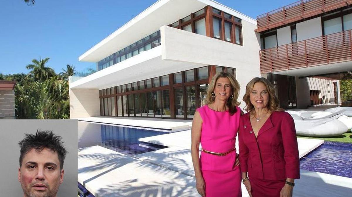 
Kevin Tomlinson, bottom left, was charged with two counts of felony extortion after police said he tried to blackmail Jill Hertzberg, center, and Jill Eber, two of Miami’s most prominent luxury real estate agents. 
