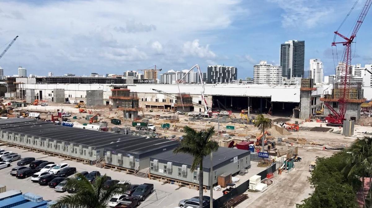 The demolished west side of the Miami Beach Convention center in mid-April.