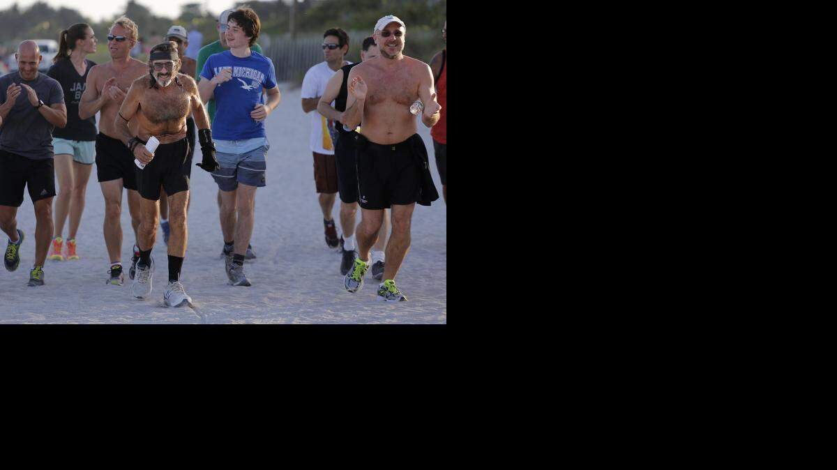 
Robert "Raven" Kraft is celebrating his 40-year anniversary of his daily eight-mile run on the sands of South Beach. The 64-year-old hasn't missed a single day since starting his run on Jan. 1, 1975. Kraft ran with a group of regulars and some newcomers Tuesday on the eve of his 40th year.
