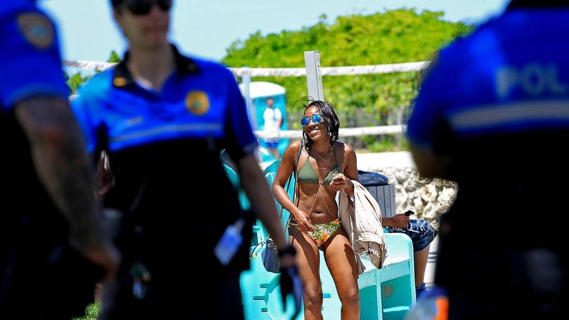 Police officers were in force during Urban Beach Week festivities on South Beach in 2016. Miami Beach is trying to reshape the holiday weekend with city-sponsored events.