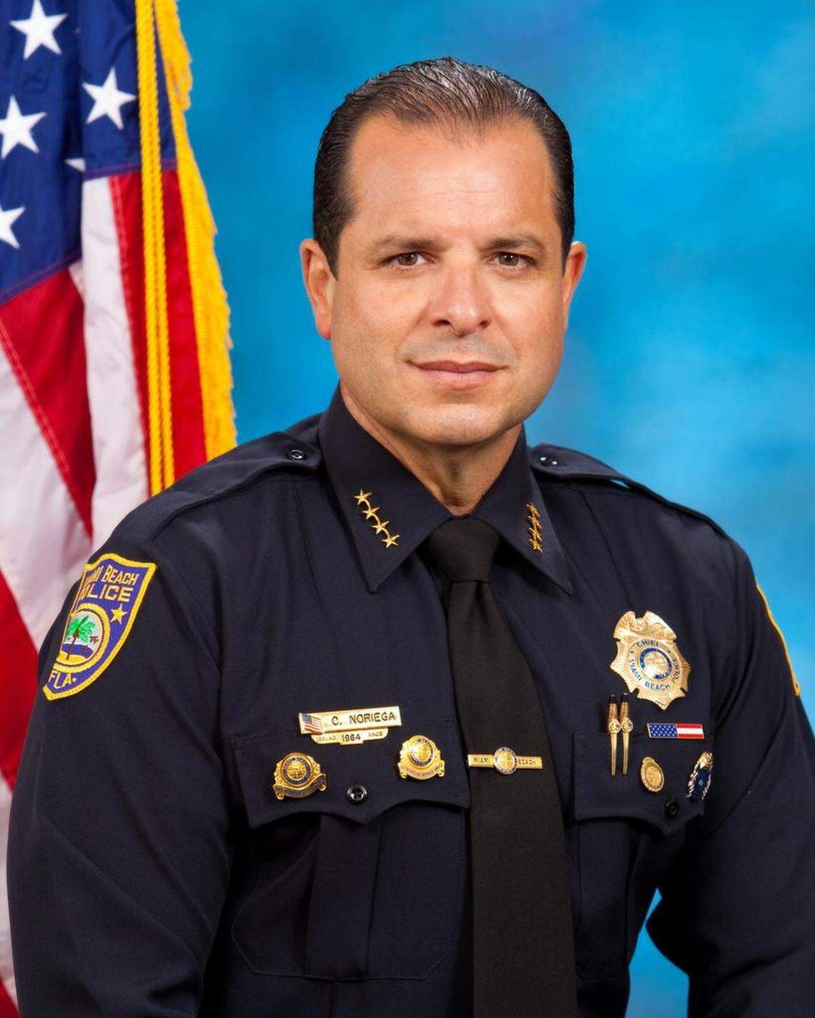 Before heading the police department in North Bay Village, Carlos Noriega was the Miami Beach police chief. This is a photo of Noriega as Miami Beach police chief.