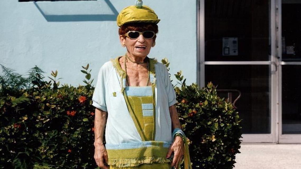 Irene Williams poses in her vintage Pierre Cardin towels given to her by filmmaker Eric Smith.