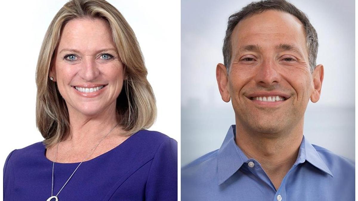 John Elizabeth Alemán, left, and Mark Samuelian, right, are Miami Beach Group 6 commission candidates.